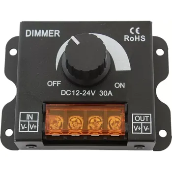 LED páska Otočný stmívač LED 12–24 V 30 A, kovové provedení