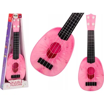 Hudební nástroj pro děti MINI UKULELE PRO DĚTI 4 STRUNY KYTARA HRAČKA BROSKVOVÁ