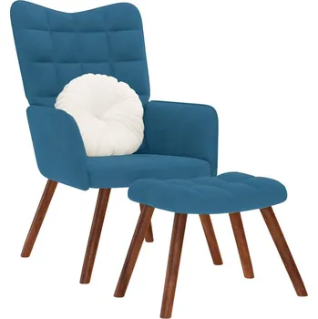 Křeslo Relaxační křeslo se stoličkou modré samet - 8721158362568