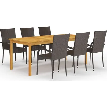 Zahradní sestava 7dílný zahradní jídelní set hnědý - 8720286339145