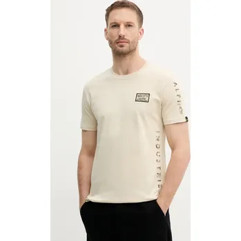 Pánské tričko Bavlněné tričko Alpha Industries Camo Sleeve T 156522 béžová 01X, vel. L