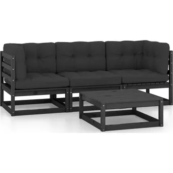 Zahradní sestava 4dílná zahradní sedací souprava s poduškami masivní borovice - 8720286474815