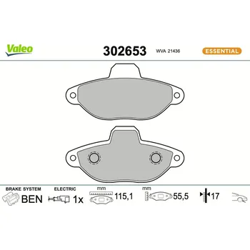 Brzdová destička Sada brzdových destiček, kotoučová brzda VALEO 302653