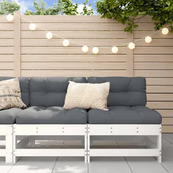 Zahradní pohovka Středové pohovky s poduškami 2 ks bílé masivní borové dřevo - 8720845802295