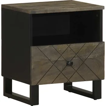 Noční stolek Noční stolek černý 40 x 33 x 46 cm masivní mangovníkové dřevo - 8721158447838