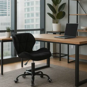 Ergonomická otočná kancelářská židle - sametová Černá