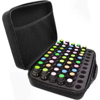 Kufřík na 60 laků na nehty s pěnovým organizérem, černý