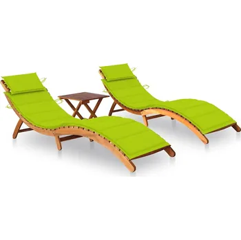 Zahradní lehátko Zahradní lehátka 2 ks se stolkem a poduškami masivní akácie - 8720286484906