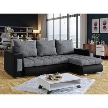 Sedací souprava Rohová sedačka OROSTA, šedá látka/černá ekokůže - II.jakost, POUZE OSOBNÍ ODBĚR +možnost VÝNOSU + vyzvednutí ZDARMA