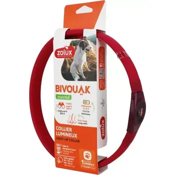 Obojek pro psa Zolux obojek LED velký BIVOUAK 30-60cm USB červená