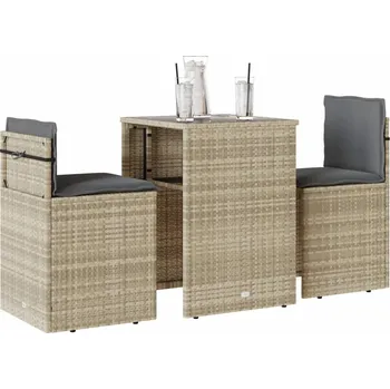 Zahradní sestava 3dílný bistro set s poduškami světle šedý polyratan - 8721012474222