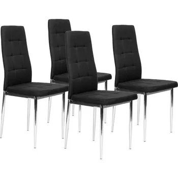 Jídelní židlička ModernHome KW01 Sada 4 jídelních židlí, chromové nohy, černá