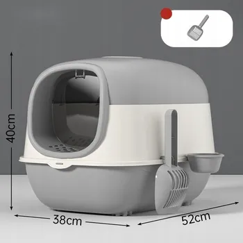 Obraz Uzavřená toaleta pro kočky s lopatkou | Velká, bez zápachu, 52x38x40 cm