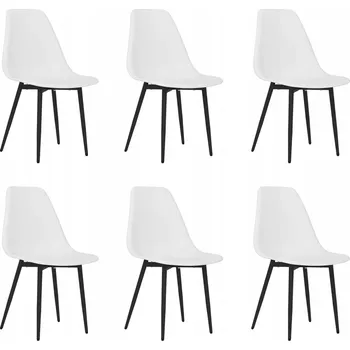 Jídelní židle Bílé minimalistické jídelní židle s kovovými nohami 46x52x84 cm