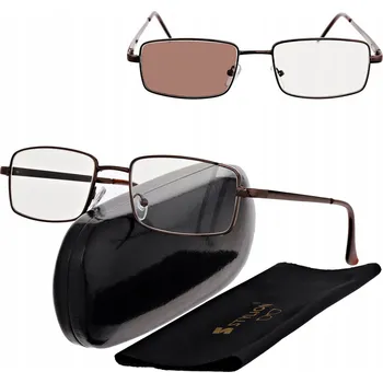 Brýle na čtení Fotochromatické brýle na čtení dioptrické OCELOVÉ FLEX hnědé +3.50