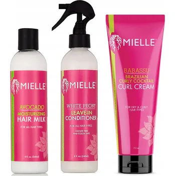 SADA 3x Mielle pro kudrnaté vlasy: Curling Cream, Leave-In kondicionér, Mléko na vlasy pro definici loken