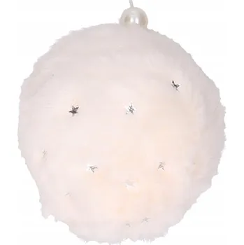 Vánoční dekorace Plyšová ozdoba na stromeček VÁNOČNÍ KOULE krémová s motivem "Hvězdičky"