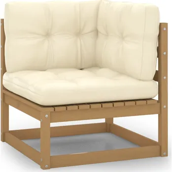 Zahradní sestava Zahradní rohová pohovka s krémovými poduškami masivní borovice - 8720286355367