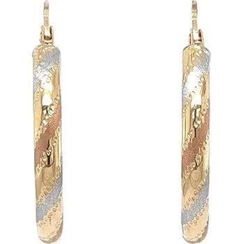 Náušnice Kruhové náušnice z kombinovaného zlata s lesklou a matnou úpravou