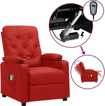Obývací pokoj zahrada-XL Elektrické masážní křeslo vínové umělá kůže 3098876