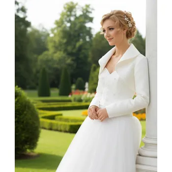 Bolerko Svatební bolerko s límcem a dlouhým rukávem - ivory: BF-94 Vybraná velikost: 6XL