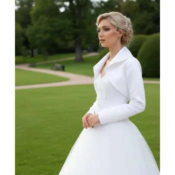 Bolerko Svatební bolerko s límcem a dlouhým rukávem - bílé: BF-94 Vybraná velikost: 5XL