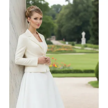 Bolerko Saténové svatební sako ivory BF-157 Vybraná velikost: XL