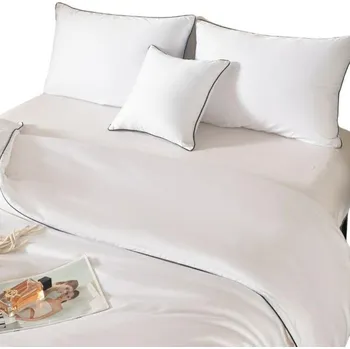 Povlečení BAMBUSOVÉ POVLEČENÍ S LEMEM, HLADKÉ, PRODYŠNÉ, PŘÍRODNÍ 220x200 + 2 POVLEČENÍ NA POLŠTÁŘE