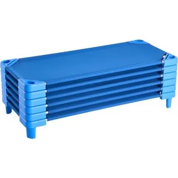 Stohovatelná dětská postýlka, balení 6 kusů, přenosné postýlky pro batolata, standardní velikost 137 cm D x 67 cm Š, postýlky pro denní péči o děti, předškolní třída, postýlky pro denní péči o děti na spaní, odpočinek, zdřímnutí, modrá