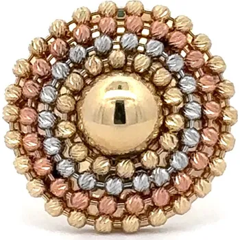 Prsten Zlatý prsten ve třech barvách zlata se strukturovaným motivem