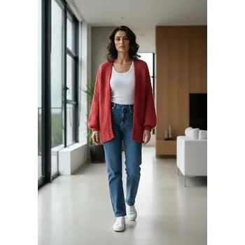 Dámský svetr FIGL Kardigan M1264 Červená Regular Fit L