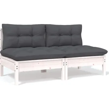 Zahradní pohovka 2místná zahradní pohovka s poduškami bílá masivní borovice - 8720286670859