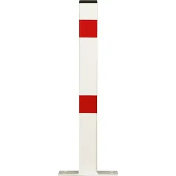 Plotový sloupek Bílo-červený ocelový parkovací sloupek (hranatý profil) - 60 cm