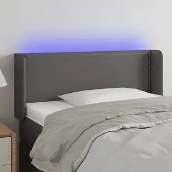 Čelo postele s LED šedé 83 x 16 x 78/88 cm umělá kůže - 8720287298168