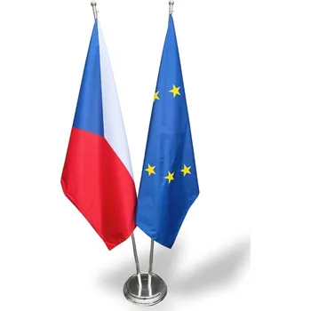 Vlajka Komplet stojanu s průměrem 35 cm s interiérovými vlajkami ČR a EU Alerion