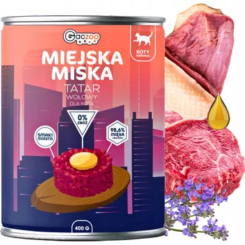 Krmivo pro psa Gaczoo Městská bezobilná miska krmivo mokrá pro kočky Tatarák z hovězího masa 400g