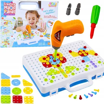 ostatní stavebnice SADA STAVEBNICE PUZZLE SE ŠROUBOVÁKEM KUFŘÍK PRO DĚTI 151 KUSŮ