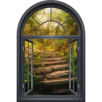 Obraz Dekorativní nálepka Samolepící do ložnice obývacího pokoje 41x60 cm Lesní okno