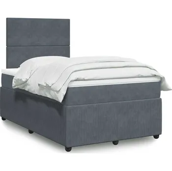 Postel vidaXL Box spring postel s matrací 120 x 200 cm samet [3292309] Barva: Tmavě šedá