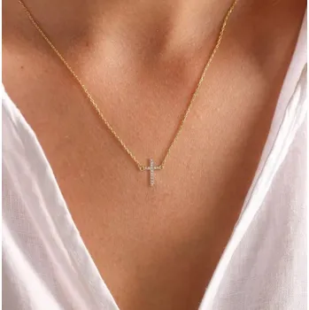 Náhrdelník Módní Náhrdelník Křížek se Zirkony, Celebrita, z CHIRURGICKÉ OCEL 316L