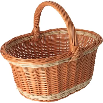 Nákupní košík Proutěný koš na nákupy přírodní s bílým pruhem