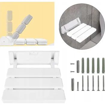 Koupelnové sedátko SKLÁDACÍ SPRCHOVÁ STOLIČKA SEDÁTKO PRO MONTÁŽ NA ZEĎ DO 130 KG 32*32CM
