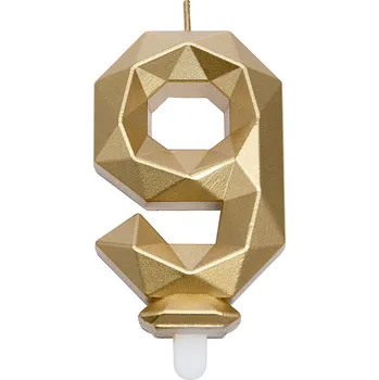 Svíčka Svíčka na dort 9 zlatá vel. 8cm