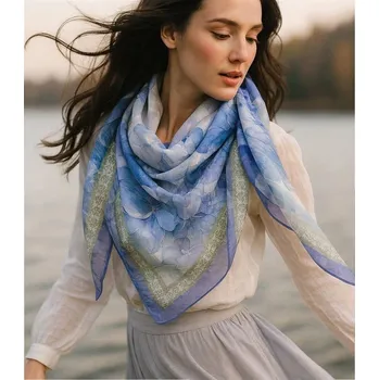 Šátek Agrafka šátek s rostlinným motivem - polyester