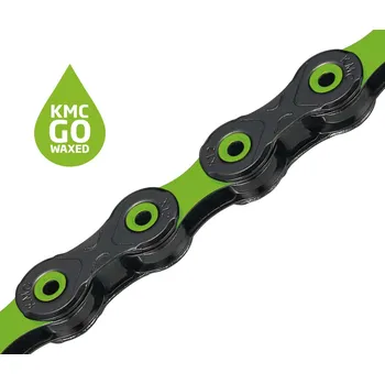 Komponent pro jízdní kolo KMC DLC12 WAXED Black/Green 126 článků (Řetěz KMC DLC12 WAXED Black/Green126 článků 12)