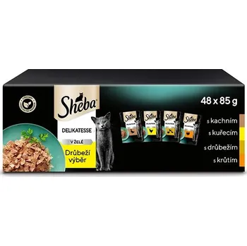 Krmivo pro kočku Sheba kapsičky drůbeží výběr v želé pro dospělé kočky 48 × 85 g
