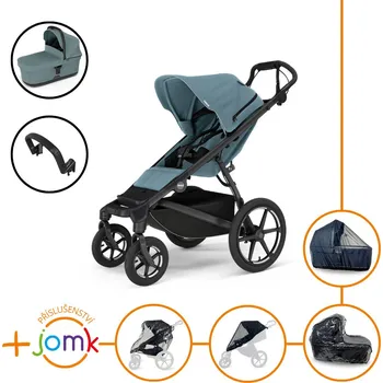 Kočárek Set 7v1 Thule Urban Glide 4-wheel Mid blue s magnetickou sponou + madlo + korbička Mid blue + JOMK příslušenství