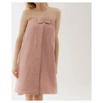 Sprchový závěs Ręcznik VAFFEL różowy, kąpielowy z rzepem 145x75 cm