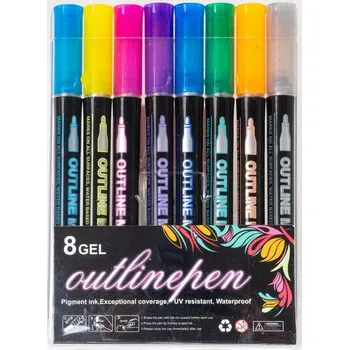 FANDY Popisovač outline Shine 8 barev