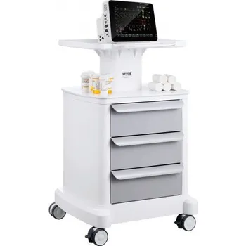 Laboratorní vozíky se 4 úrovněmi, laboratorní vozík se 3 zásuvkami a 1 horním přihrádkou, mobilní lékařský vozík z materiálu ABS, laboratorní vozík na kolečkách se 4 tichými kolečky pro laboratoř, kliniku, nemocnici, salon, bílý